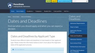 Dates and Deadlines - Penn State Undergraduate Admissions