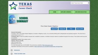 Penn State Greater Allegheny-School Summary - Texas Career Check