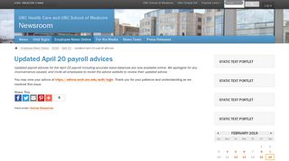 Updated April 20 payroll advices — News Room - UNC Health Care