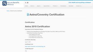 Aetna/Coventry Certification - Secure Benefits Alliance