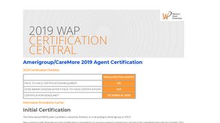 Amerigroup/CareMore External Agent Certification Details ...