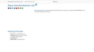 Apco.remote-learner.net Error Analysis (By Tools)