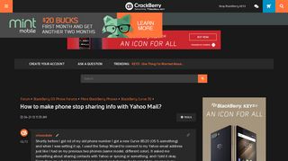 How to make phone stop sharing info with Yahoo Mail? - BlackBerry ...