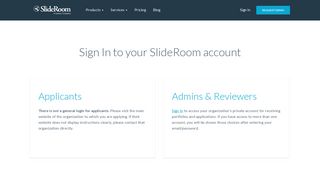SlideRoom - Administrator and Reviewer Sign In