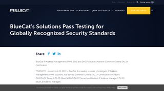 BlueCat's Solutions Pass Testing for Globally Recognized Security ...