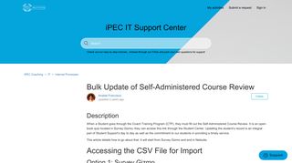 Bulk Update of Self-Administered Course Review – iPEC Coaching