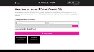 House of Fraser careers - home