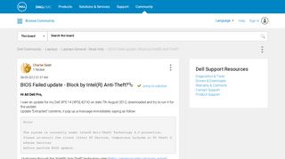 Solved: BIOS Failed update - Block by Intel(R) Anti-Theft? - Dell ...