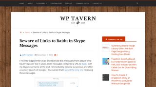 Beware of Links to Baidu in Skype Messages – WordPress Tavern