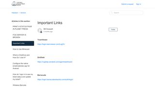 Important Links – Helpdesk