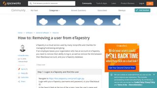 Removing a user from eTapestry - General Software Forum - Spiceworks