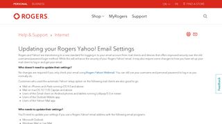 Updating Rogers Yahoo! Email Settings for OAuth - Rogers
