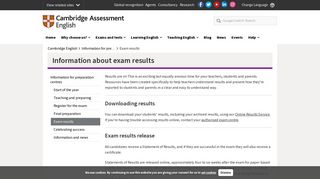 Exam results | Cambridge English
