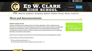 Infinite Campus Portal - News and Announcements - Ed W. Clark High ...