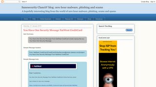 You Have One Security Message NatWest CreditCard - Sanesecurity ...