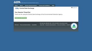 Session Timeout | Central Data Exchange | US EPA