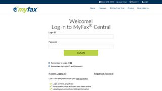 Log into MyFax Central