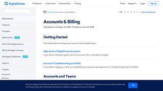 Accounts & Billing :: DigitalOcean Product Documentation