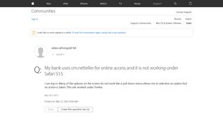 My bank uses cm.netteller for online acce… - Apple Community