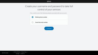 Create a username - Reset Your Password - Xfinity