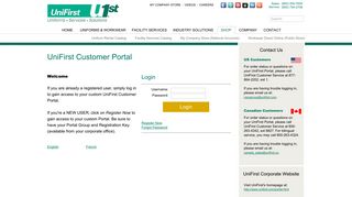 UniFirst | Customer Portal Access Application Login Page