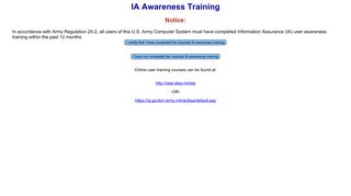 IA Awareness Training - RF-ITV - Army.mil