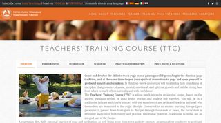 Sivananda Yoga Vedanta Centres - Teachers' Training Course