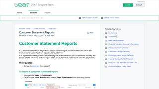 Customer Statement Reports : DEAR Support Team