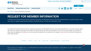 Request for Member Information-Blue Cross and Blue ... - FEPBlue.org