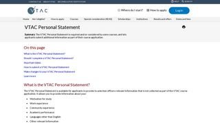 Personal statement - VTAC
