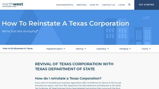 Free guide to reinstate or revive a Texas Corporation