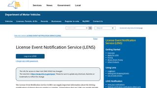 License Event Notification Service (LENS) Accounts ... - DMV - NY.gov