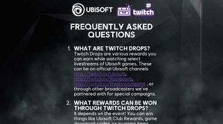 FAQ - Twitch Drops - Ubisoft registration website
