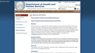 Medical Assistance - Nevada Department of Health and Human Services