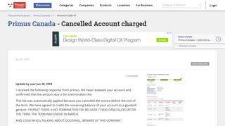 Primus Canada - Cancelled Account charged Jun 26, 2018 @ Pissed ...