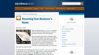 Reserving Your Business's Name | Georgia.gov