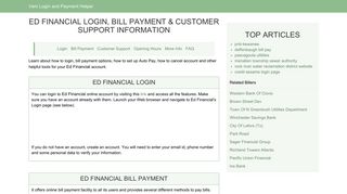Ed Financial Login, Bill Payment & Customer Support Information
