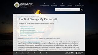 hawaii.gov | How Do I Change My Password?