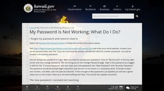 hawaii.gov | My Password is Not Working; What Do I Do?