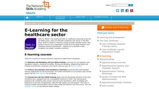E-Learning for the healthcare sector - National Skills Academy for Health