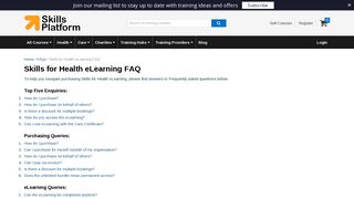 Skills for Health eLearning FAQ - Skills Platform