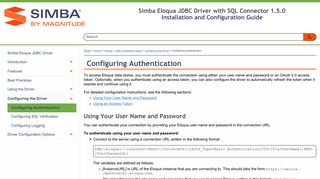 Configuring Authentication | Eloqua - Simba Technologies