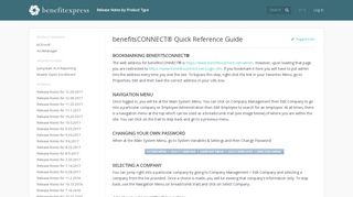 benefitsCONNECT® Quick Reference Guide · Release Notes