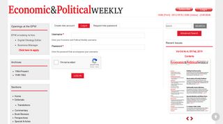 Log in | Economic and Political Weekly - EPW