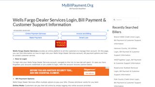 Wells Fargo Dealer Services Login, Bill Payment ... - myBillPayment