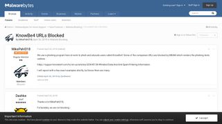 KnowBe4 URLs Blocked - Website Blocking - Malwarebytes Forums