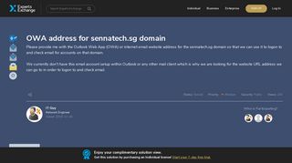 OWA address for sennatech.sg domain - Experts Exchange