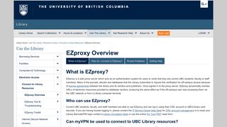 EZproxy Overview | Use The Library - UBC Library Services