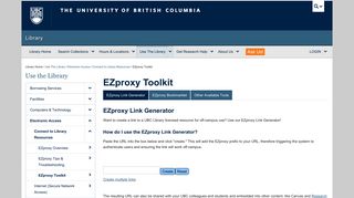 EZproxy Toolkit | Use The Library - UBC Library Services