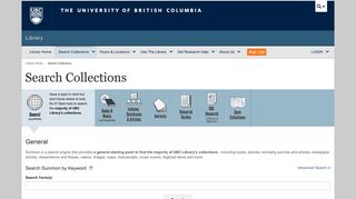 Search Collections | UBC Library Search